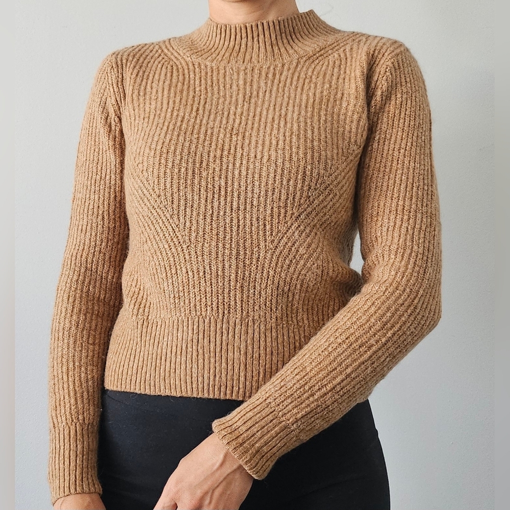 H&M Knitted Alpaca Blend Jumper Sweater Tan Cute Warm Cozy XS